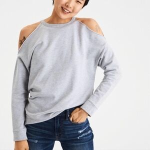 American Eagle Cold Shoulder Sweatshirt In Heather Grey Size Women's XS